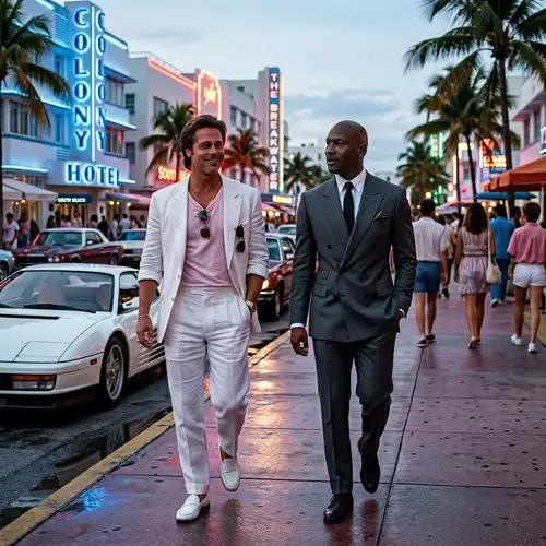 Brad Pitt & Michael Jordan in Miami Vice Style