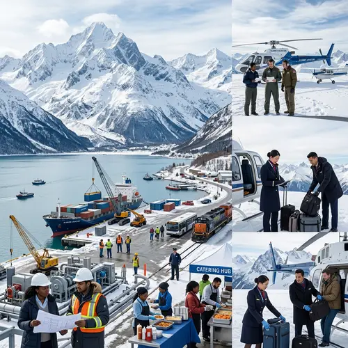 Snowy Mountain Shipping & Flight Operations Panorama