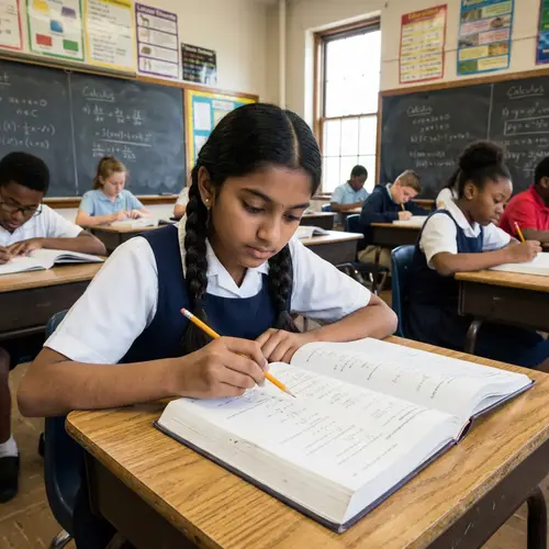 Intelligent 12-Year-Old South Asian Girl in Traditional School Setting