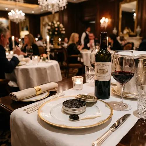 Luxury Black Caviar Presentation on White Plate | Fine Dining Setting