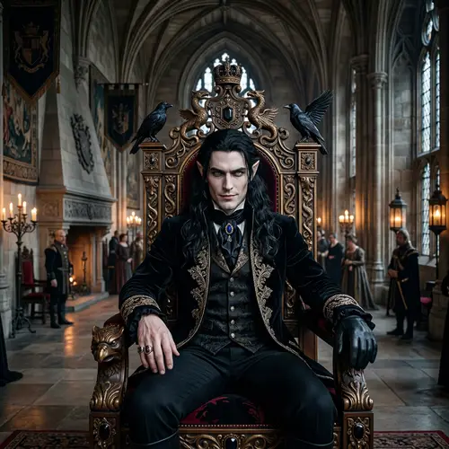 Dark Aristocratic Male Fantasy Character in Victorian Attire