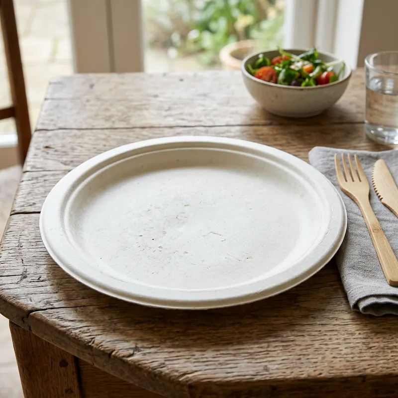White Bagasse Plate - Sustainable & Eco-Friendly