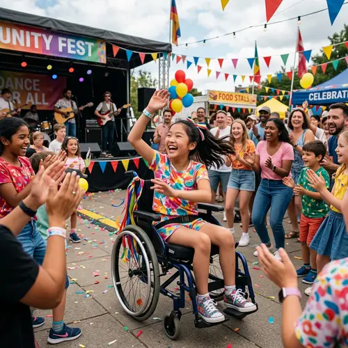 Inclusive Community Festival: Vibrant Wheelchair Dance Moment