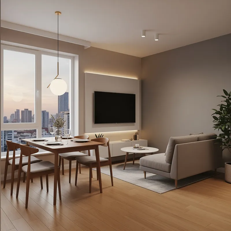 Small Room Design: Dining Area and TV Setup