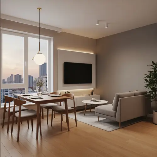 Small Room Design: Dining Area and TV Setup