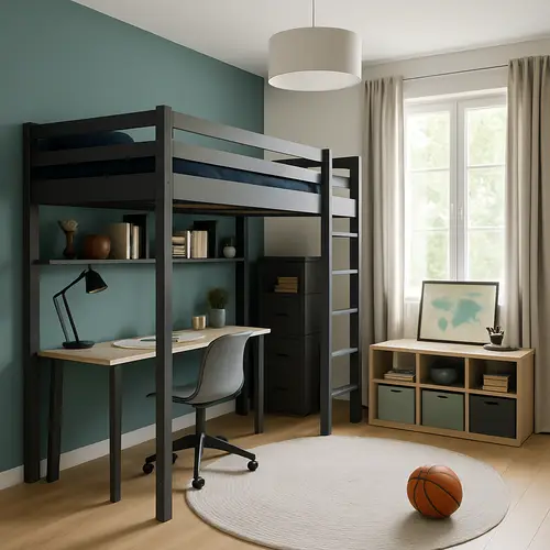 Modern Kids Room with Loft Bed Design