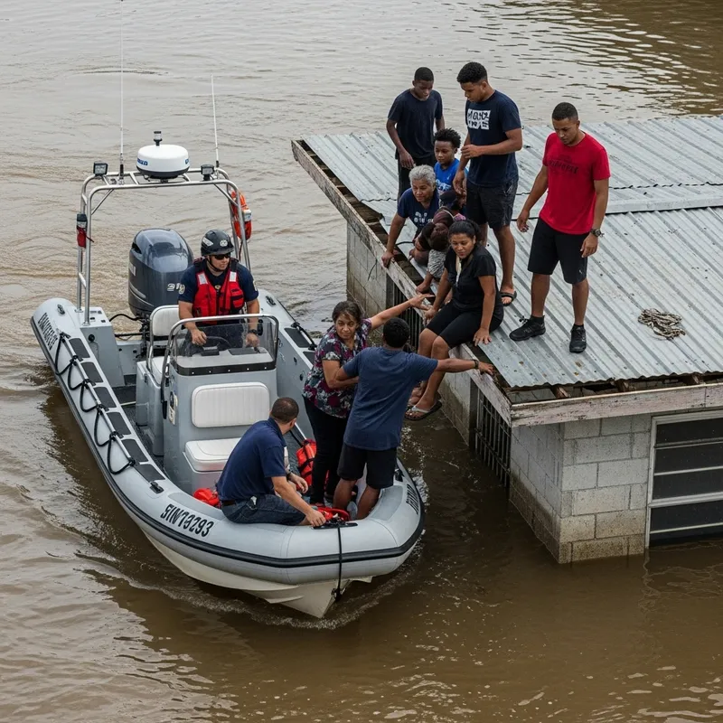 Flood Rescue: Saving Lives from Rooftops