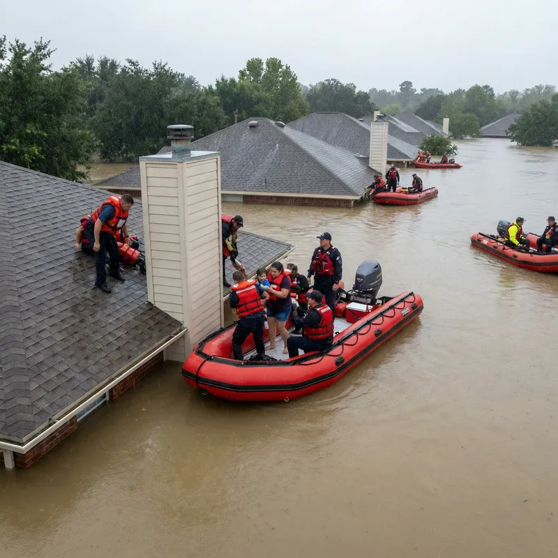Flood Rescue: Saving Lives from Rooftops