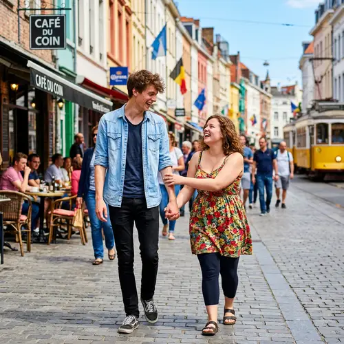 Vibrant Street Photography of Young Couple in Urban Setting