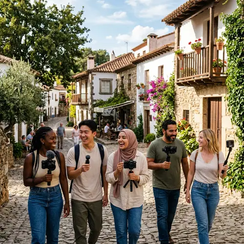 Capturing Experiences: Vlogging Group in Picturesque Village