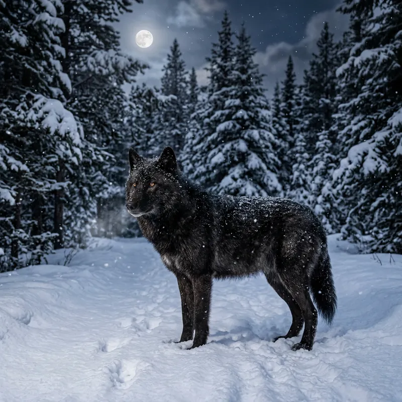 Majestic Black Wolf