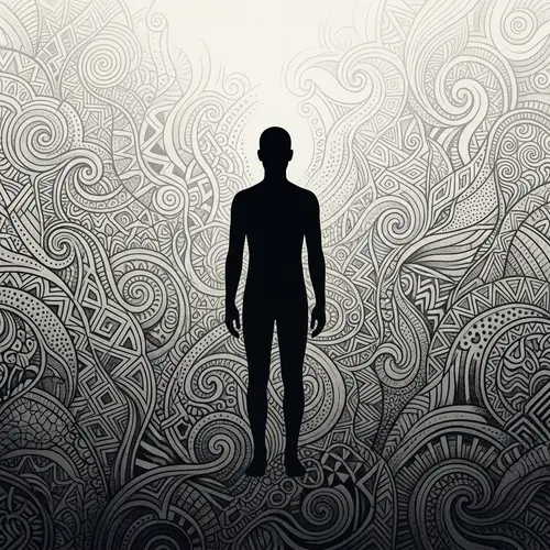 Abstract Human Silhouette Artwork with Gradient Background