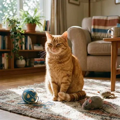 Adorable Ginger Cat Relaxing in Sunlight