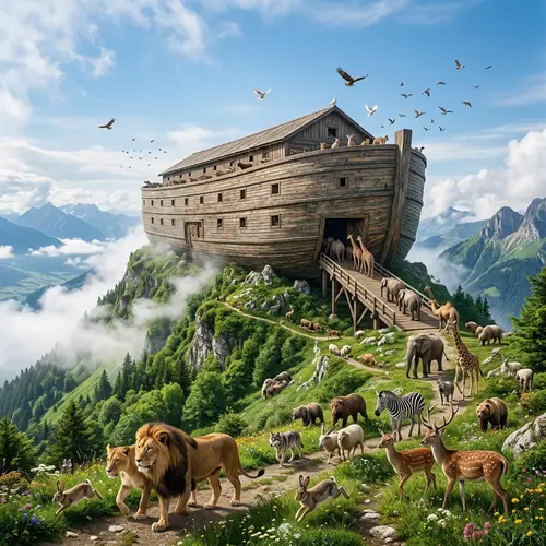Noah's Ark on Mountain: A Majestic Biblical Tale