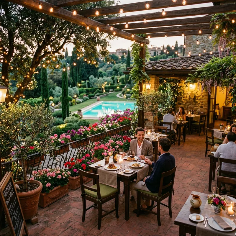 Romantic Outdoor Italian Restaurant Ambiance