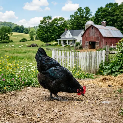 Black Chicken in Farm Setting | Natural Environment and Behavior
