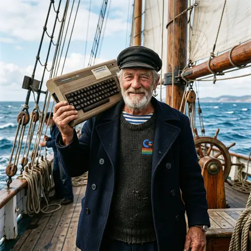 Retro Sailor with Commodore 64 Computer