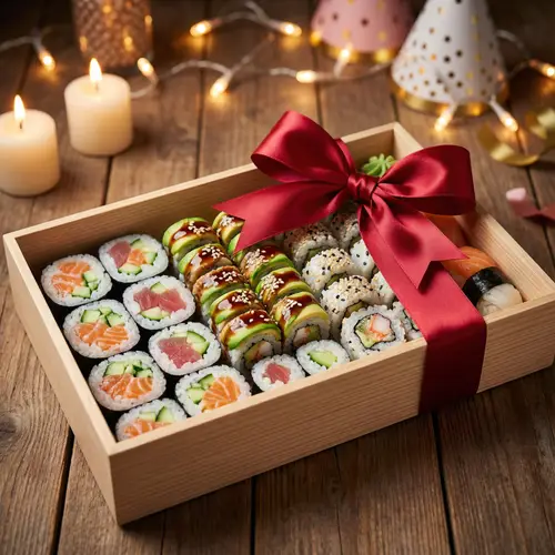 Deluxe Sushi Gift Box: Fresh Rolls, Colorful Fish & Vegetables