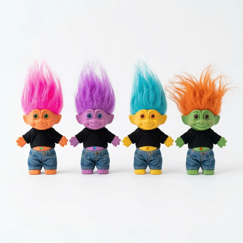 Troll Dolls in Blue Jeans & Black T-Shirts