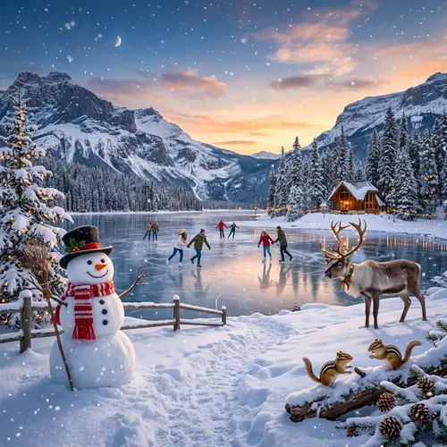 Winter Wonderland: Snowman, Reindeer & Ice Skating