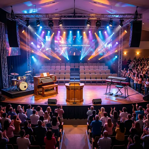 Vibrant 500-Seat Stage Setup with Impeccably Arranged Chairs