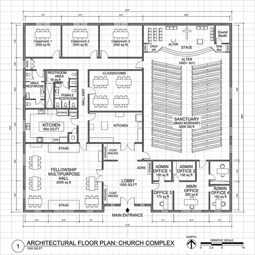 Church Floor Plan Design | Layout for Worship Area, Classrooms, Offices & More