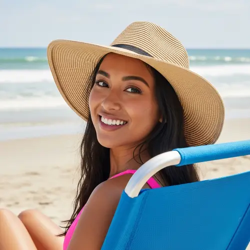 30-Year-Old Latina Beach Beauty with Expressive Eyes