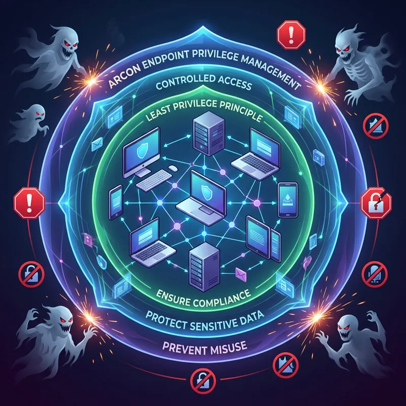 ARCON Endpoint Privilege Management - Network Security Illustration
