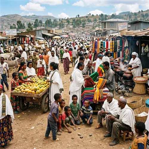 Bustling Market in Ethiopia: Cultural Diversity on Display