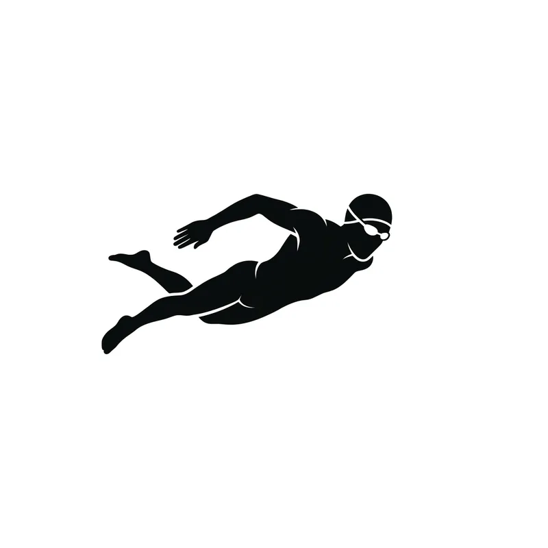 Simple Graphic of Elite Olympic Swimmer Silhouette on White Background