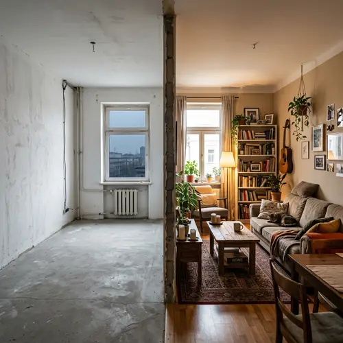 Stark vs Warm: A Bisected Apartment View