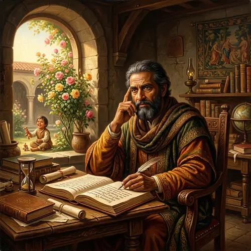 Renaissance Painting: Philosopher Contemplating Happiness