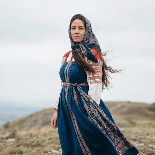 Russian Woman in Traditional Dress - Exuding Strength and Grace