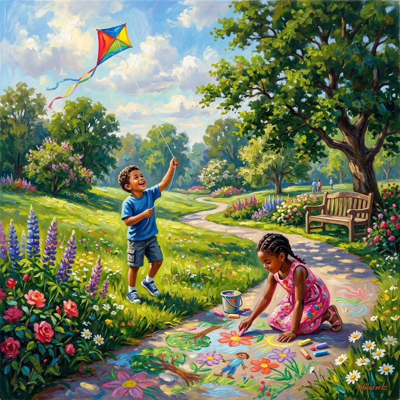Fun Kids Activities - Kite Flying and Sidewalk Chalk Art
