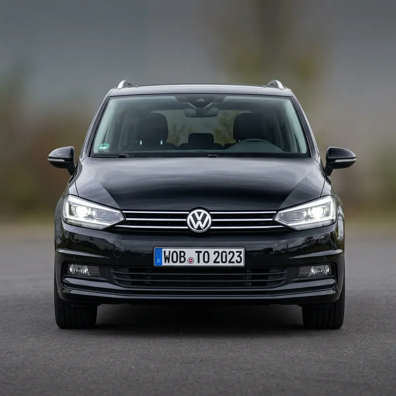 Front View of Volkswagen Touran in Deep Black - Premium Look