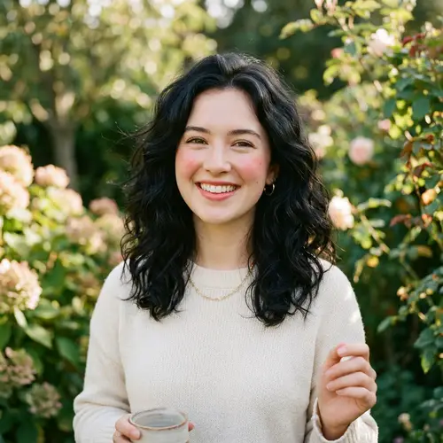 Beautiful Fair-Skinned Girl with Medium-Length Wavy Black Hair