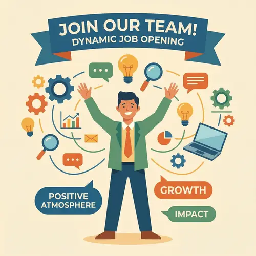 Joyful Employee Vector Illustration for Job Opening