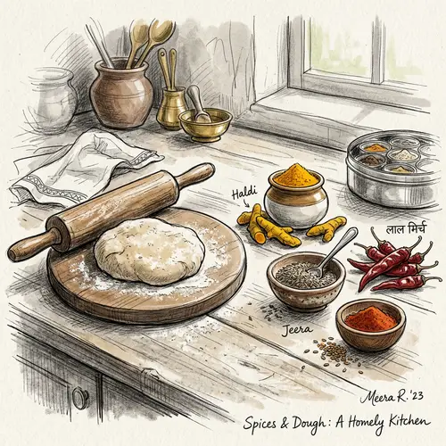 Artistic Indian Spices Sketch for Your Kitchen