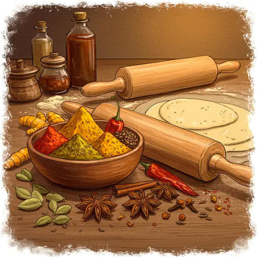 Artistic Indian Spices Sketch for Your Kitchen