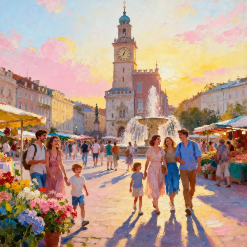 A Smile Brings Landmarks to Life: Joyful City Scenes