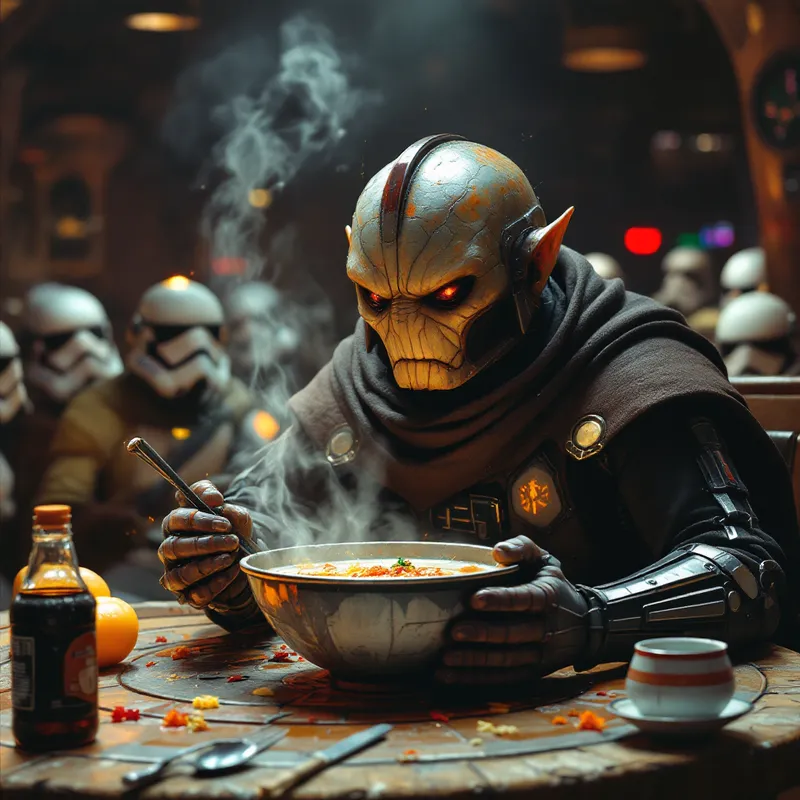 Star Wars Gank Enjoying Soup in Cantina