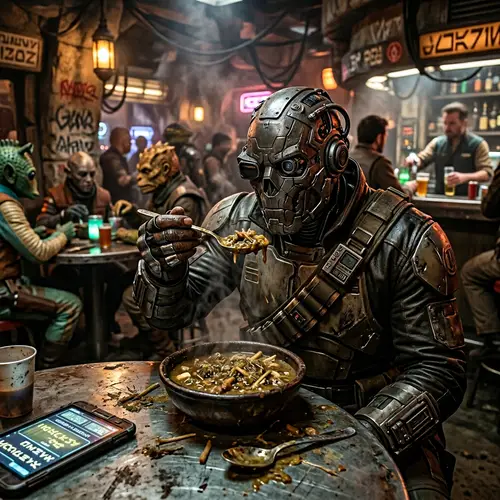Star Wars Gank Enjoying Soup in Cantina