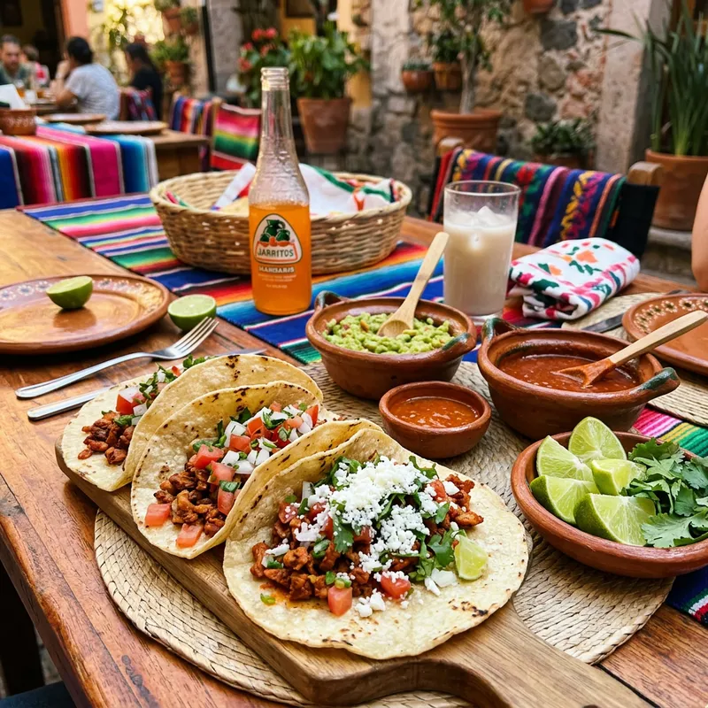 Vibrant Traditional Mexican Tacos: A Colorful Spread of Flavors