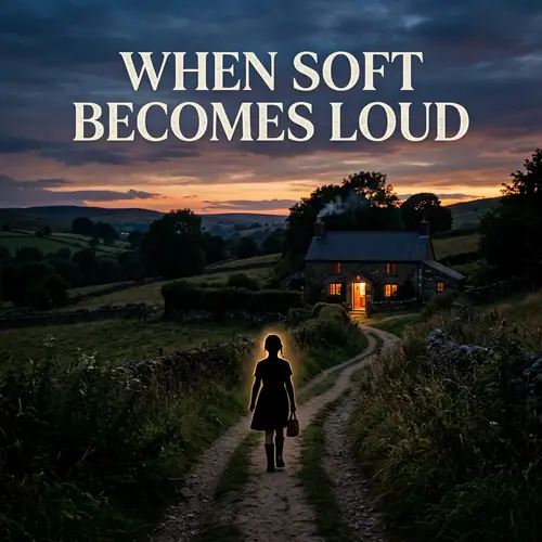 Silhouette of a Girl on a Path to a House