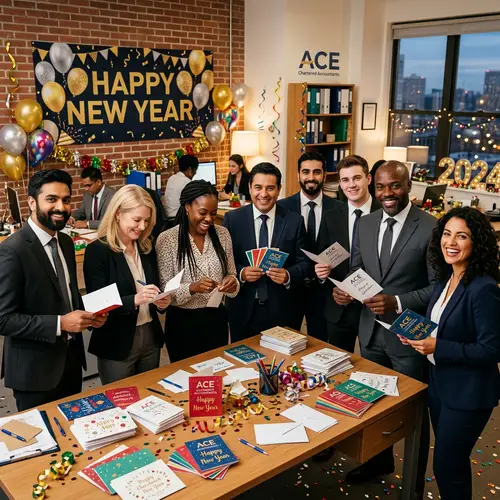 Multicultural Chartered Accountant Firm Celebrating New Year