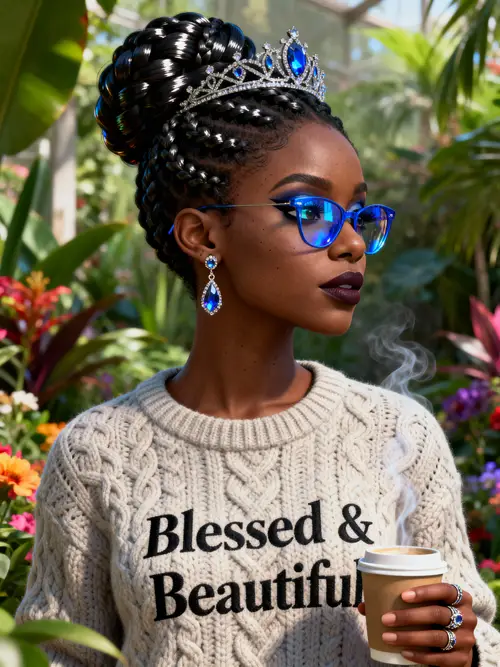 Stylish Black Woman Portrait - Blessed & Beautiful