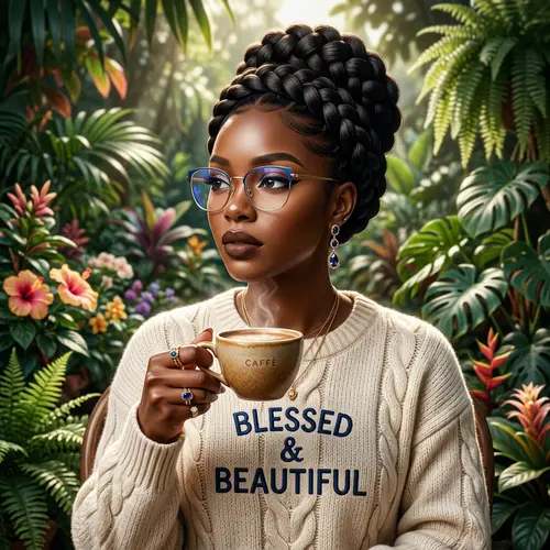 Stylish Black Woman Portrait - Blessed & Beautiful