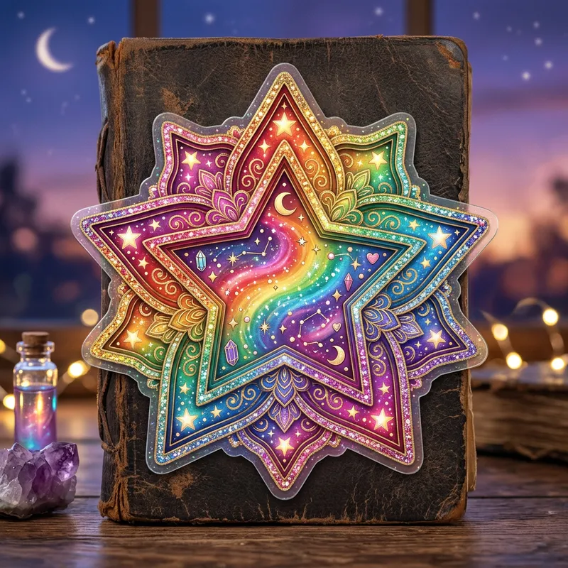 Rainbow Star Sticker - Vibrant & Magical Design