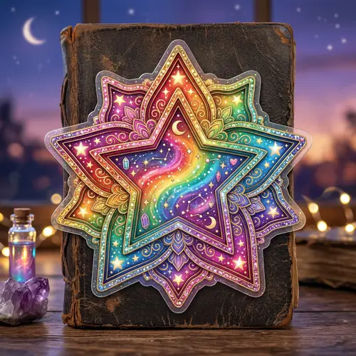 Rainbow Twilight Star Sticker - Enchanting & Multilayered Design