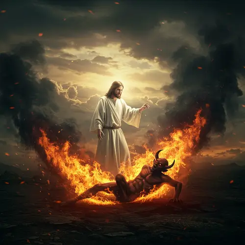 Jesus Christ Defeats the Devil with Fire